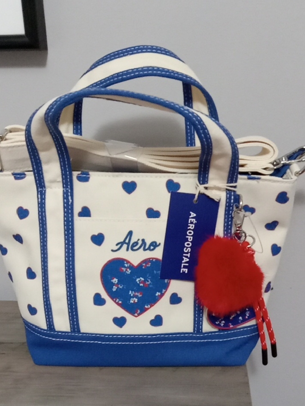 Aeropostale Blue & White Heart Tote Bag